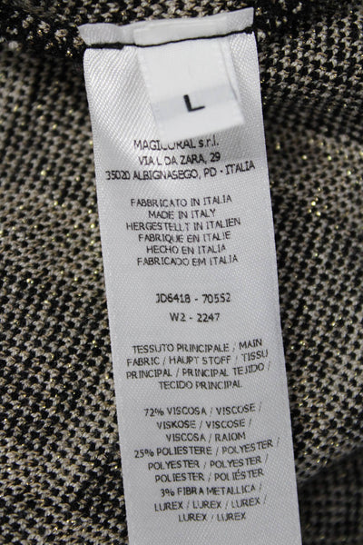 Rina Scimento Womens Black Geometric Jacket Long Sleeve Button Size L
