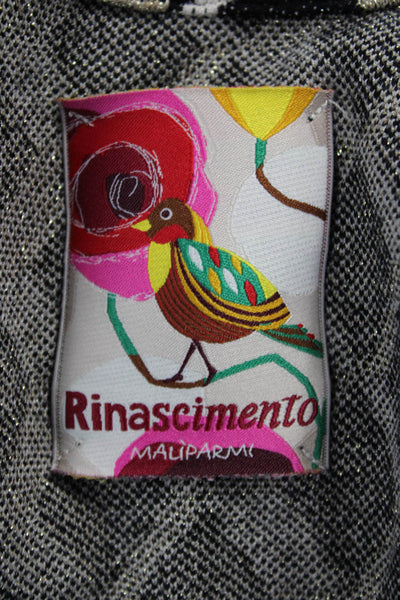 Rina Scimento Womens Black Geometric Jacket Long Sleeve Button Size L