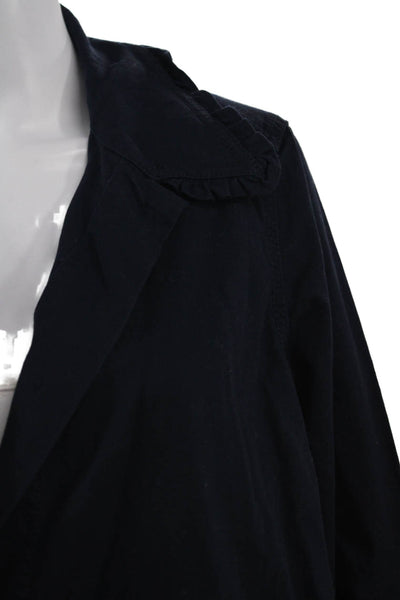 Broome Street Womens Blue Anorak Jacket Button Front Long Sleeve Cotton Size M