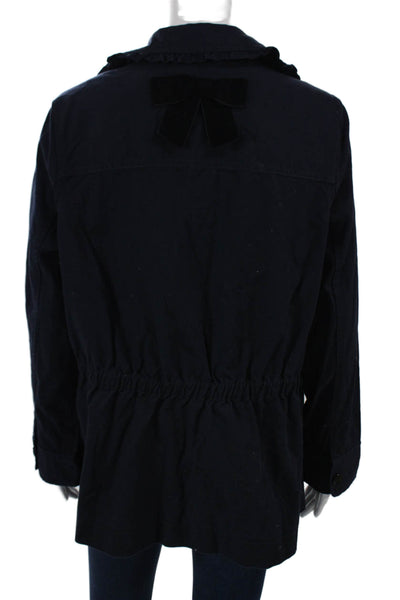 Broome Street Womens Blue Anorak Jacket Button Front Long Sleeve Cotton Size M