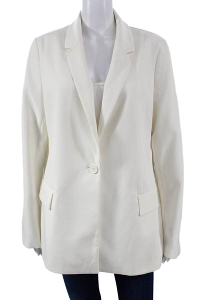 The Drop Womens Basic Jacket White Button Long Sleeve Polyester Size L