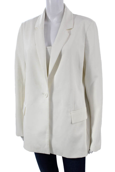 The Drop Womens Basic Jacket White Button Long Sleeve Polyester Size L