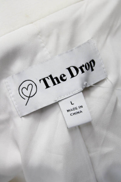 The Drop Womens Basic Jacket White Button Long Sleeve Polyester Size L
