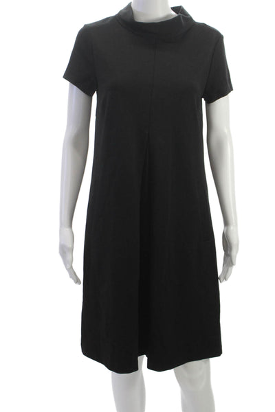 J. Mclaughlin Womens Black Cowl Neck Short Sleeve Shift Dress Size M