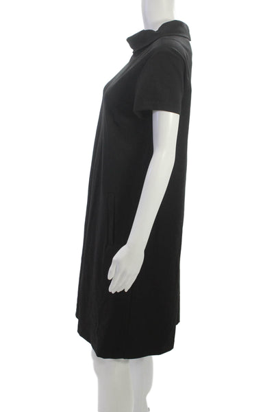 J. Mclaughlin Womens Black Cowl Neck Short Sleeve Shift Dress Size M