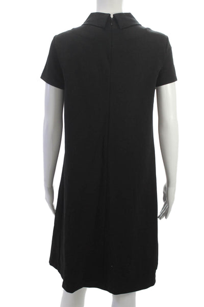 J. Mclaughlin Womens Black Cowl Neck Short Sleeve Shift Dress Size M