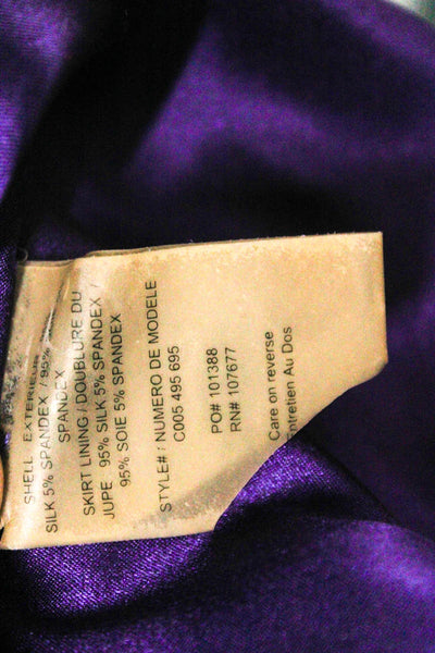 Alice + Olivia Women Blouson Dress Purple V-Neck Silk Blend Size 6