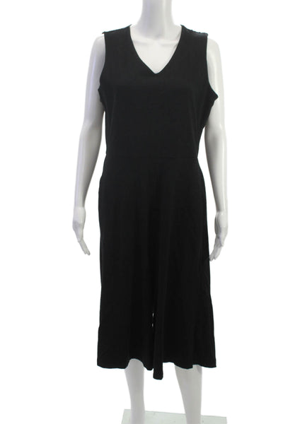 Eileen Fisher Women Petite Jumpsuit Black V-Neck Zip Size S