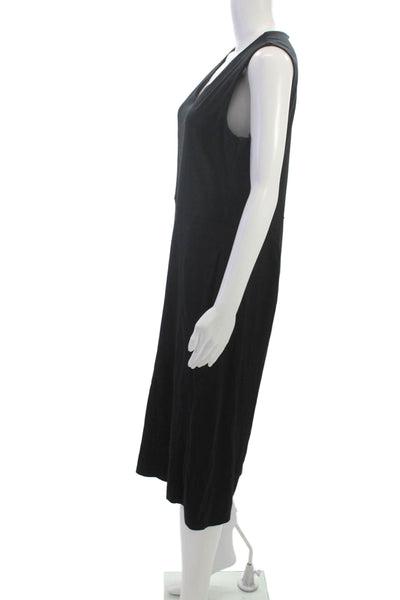 Eileen Fisher Women Petite Jumpsuit Black V-Neck Zip Size S