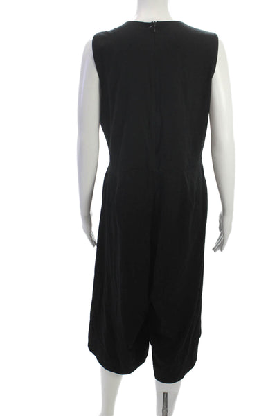 Eileen Fisher Women Petite Jumpsuit Black V-Neck Zip Size S
