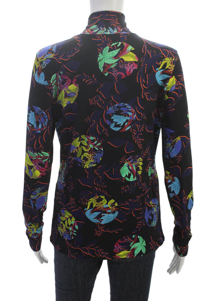 Marccain Womens Basic Floral Mock Neck Long Sleeve T-Shirt Black Size S