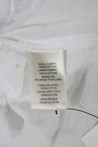 Rebecca Taylor Women White Cotton Tunic Blouse Scoop Neck Long Sleeve Size 8
