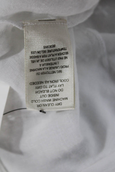 Rebecca Taylor Women White Cotton Tunic Blouse Scoop Neck Long Sleeve Size 8