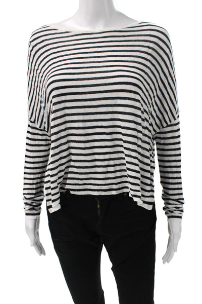 Rebecca Taylor Women White Cotton Tunic Blouse Scoop Neck Long Sleeve Size 8