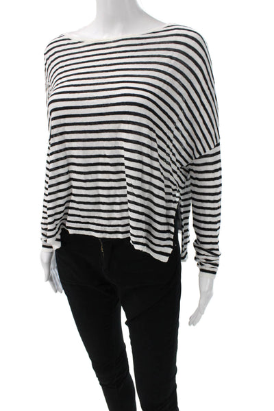 Rebecca Taylor Women White Cotton Tunic Blouse Scoop Neck Long Sleeve Size 8