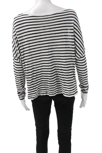 Rebecca Taylor Women White Cotton Tunic Blouse Scoop Neck Long Sleeve Size 8