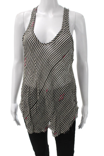 Isabel Marant Etoile Women Striped V-Neck Sleeveless Tunic Black Size 40