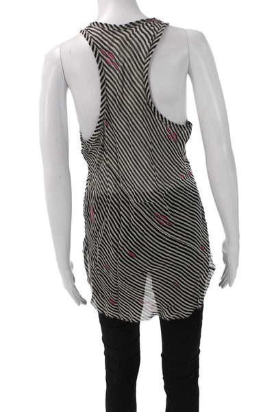 Isabel Marant Etoile Women Striped V-Neck Sleeveless Tunic Black Size 40