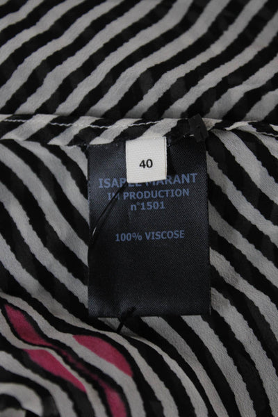 Isabel Marant Etoile Women Striped V-Neck Sleeveless Tunic Black Size 40
