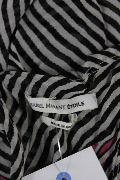 Isabel Marant Etoile Women Striped V-Neck Sleeveless Tunic Black Size 40
