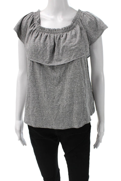 Current/Elliott Women Basic Off the Shoulder Gray Short Sleeve Blouse Size 1