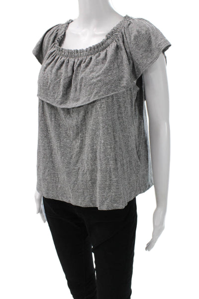 Current/Elliott Women Basic Off the Shoulder Gray Short Sleeve Blouse Size 1