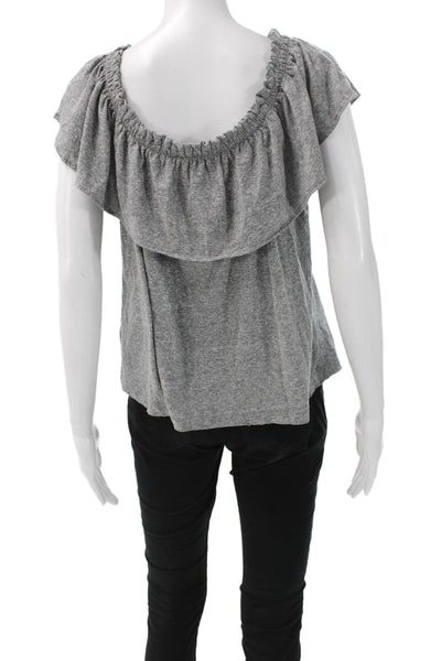 Current/Elliott Women Basic Off the Shoulder Gray Short Sleeve Blouse Size 1