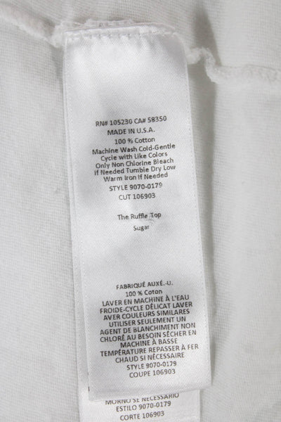Current/Elliott Womens Off Shoulder Shirt White Cotton Short Sleeve Size 1