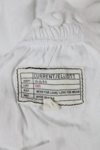 Current/Elliott Womens Off Shoulder Shirt White Cotton Short Sleeve Size 1