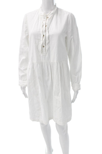 MiH Jeans Womens Shirt Dress White Cotton Collared Long Sleeve Size M