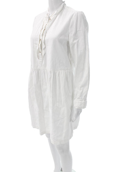 MiH Jeans Womens Shirt Dress White Cotton Collared Long Sleeve Size M