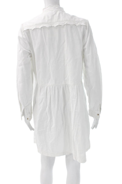 MiH Jeans Womens Shirt Dress White Cotton Collared Long Sleeve Size M