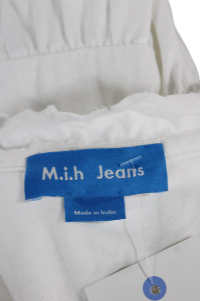 MiH Jeans Womens Shirt Dress White Cotton Collared Long Sleeve Size M