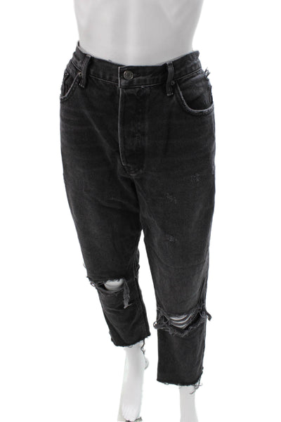 Grlfrnd Women Mom Jeans Black High Rise 100% Cotton Size 31