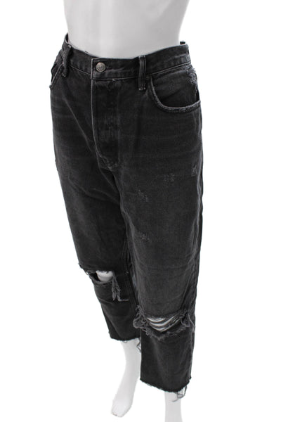 Grlfrnd Women Mom Jeans Black High Rise 100% Cotton Size 31