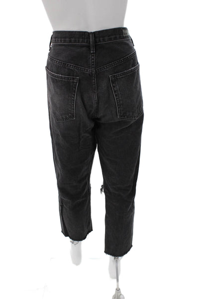 Grlfrnd Women Mom Jeans Black High Rise 100% Cotton Size 31