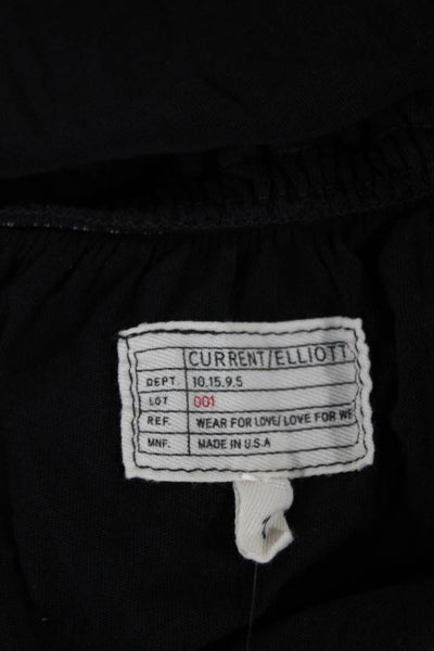 Current/Elliott Women Off Shoulder Black Cotton Short Sleeve Shirt Size 1