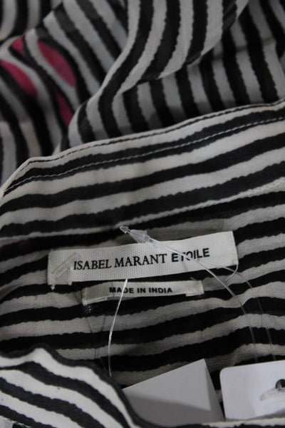Isabel Marant Etoile Women Black Striped Viscose Tunic Blouse Collared Size 38