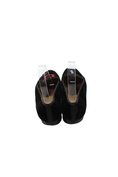 Stubbs & Wootton Womens Velvet Embroidered Loafer Shoes Black Size 7