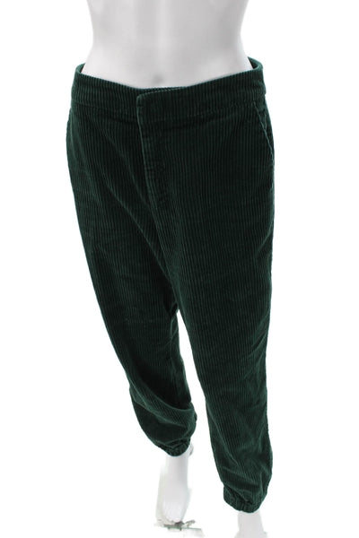 Gestuz Womens Green Cotton Jogger Pants Button Closure Size 36