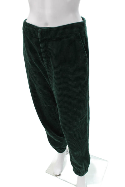 Gestuz Womens Green Cotton Jogger Pants Button Closure Size 36