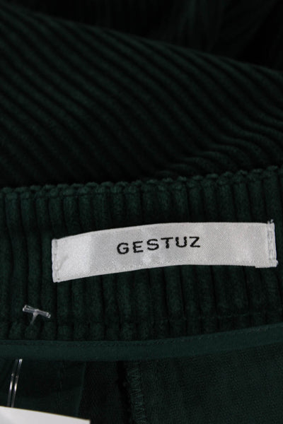 Gestuz Womens Green Cotton Jogger Pants Button Closure Size 36