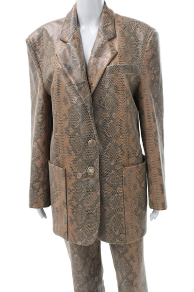 AFRM Womens Pantsuit Multicolor Animal Print Polyester Button Size M