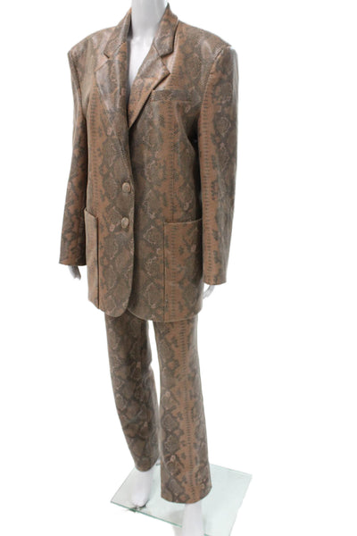 AFRM Womens Pantsuit Multicolor Animal Print Polyester Button Size M