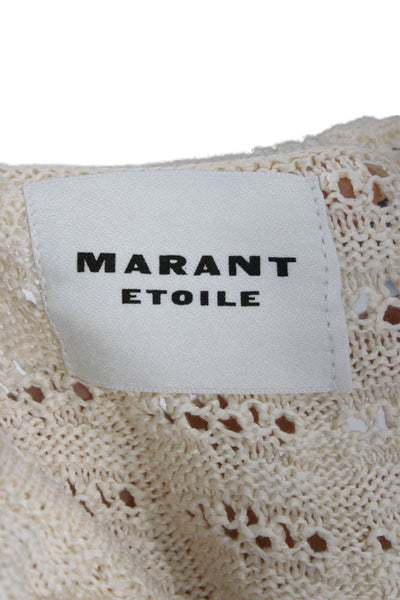Marant Etoile Women Ivory Cotton Pullover Round Neck 3/4 Sleeve Size 38
