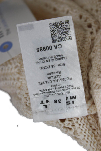 Marant Etoile Women Ivory Cotton Pullover Round Neck 3/4 Sleeve Size 38
