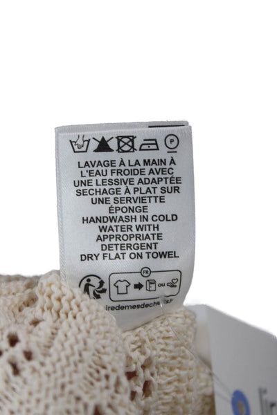 Marant Etoile Women Ivory Cotton Pullover Round Neck 3/4 Sleeve Size 38