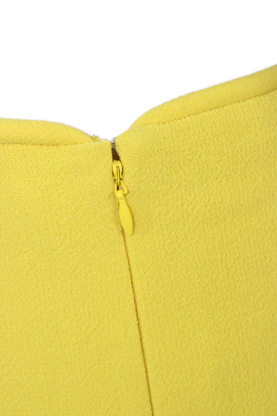 Tibi Women Yellow Virgin Wool Straight Pencil Skirt Short Zip Size 6