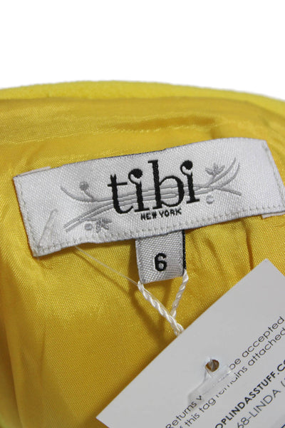 Tibi Women Yellow Virgin Wool Straight Pencil Skirt Short Zip Size 6