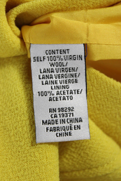 Tibi Women Yellow Virgin Wool Straight Pencil Skirt Short Zip Size 6